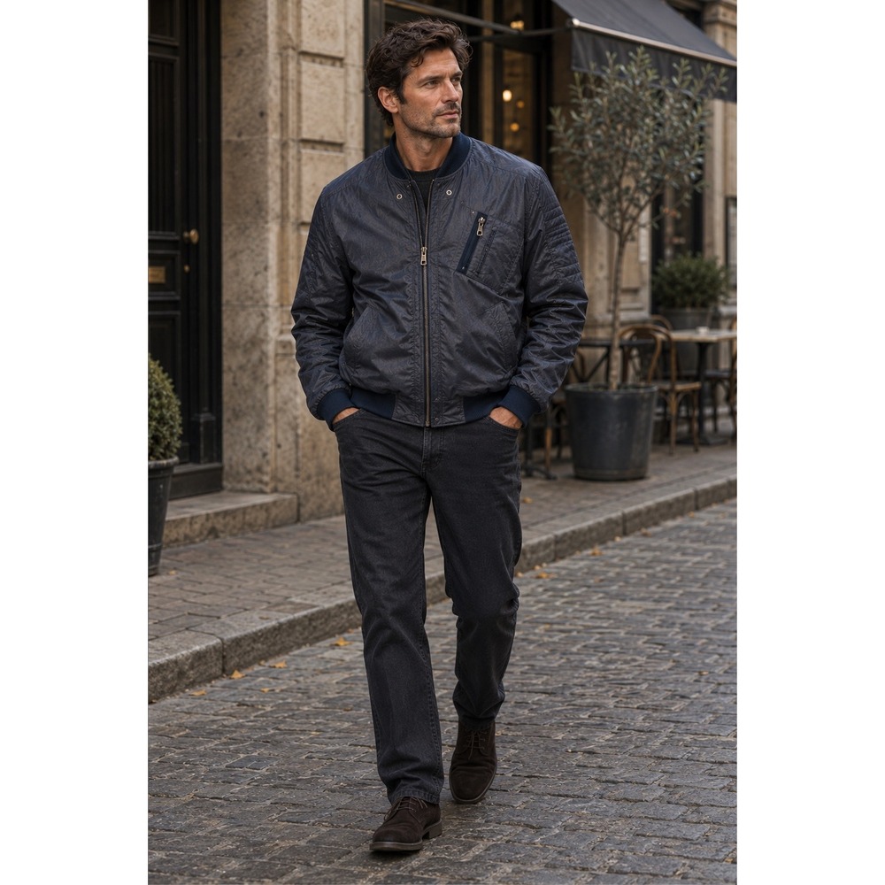 Dolce & Gabbana Men's IT 56 Blue Coated Utility Bomber Jacket Made Italy US 46